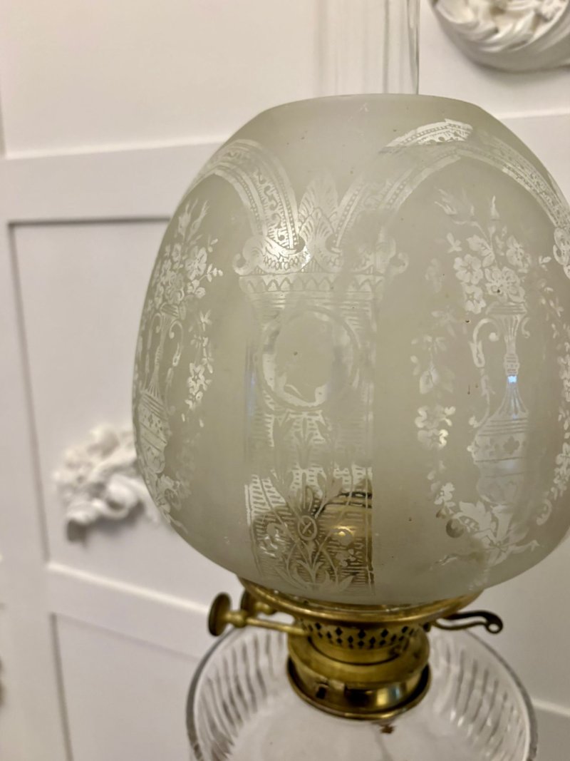 Unusual Outstanding Quality Large Antique Victorian Porcelain Oil Lamp - Image 6